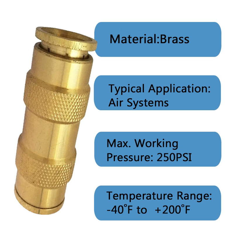 [Australia - AusPower] - Push to Connect Fittings 1/4 Inch Tube OD Pneumatic Fittings DOT Air Fittings Air Line Fittings Air Hose Fittings Air Compressor Quick Connect Fittings Brake Line Fittings 5pcs DOT Air Fittings Union 