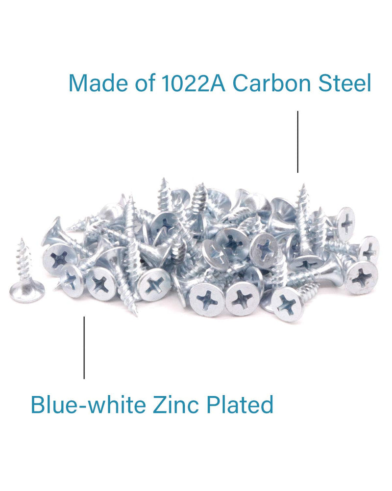 [Australia - AusPower] - 100pcs #6x5/8" Flat Head Phillips Drywall Screws Fine Thread Sharp Point Wood Screw, Carbon Steel 1022A, Zinc Coated #6 x 5/8" 100 
