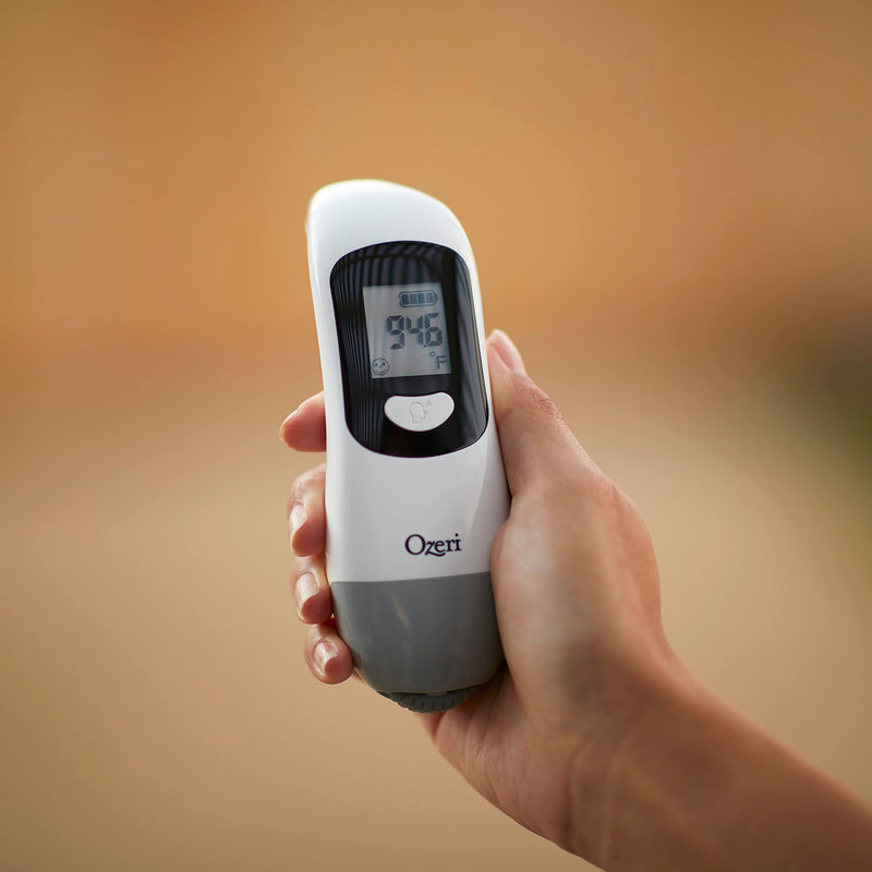 [Australia - AusPower] - Ozeri Forehead Thermometer, ISO 80601-2-56 Medical-Grade with Silent Fever Alarm and Battery-Free Kinetic Activation White 