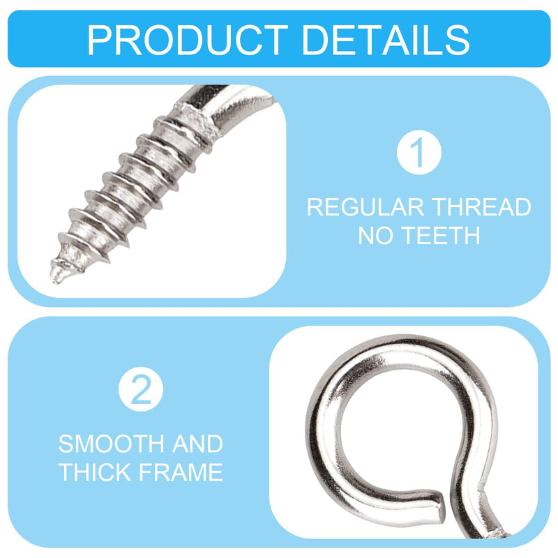 [Australia - AusPower] - 50PCS 1 inches 304 Stainless Steel Eye Screws, Heavy Duty Screw, Eye Hooks Screw Eye Bolts Eye Hooks Screw, Indoor & Outdoor 50pcs-1inch 