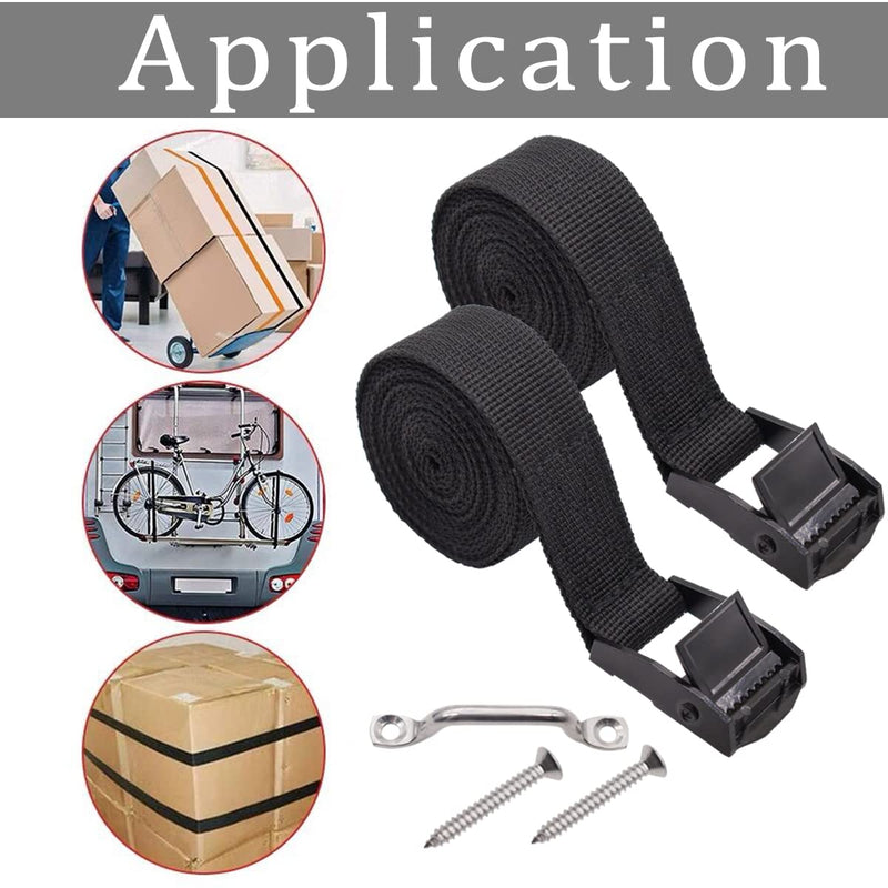 [Australia - AusPower] - 2 Sets 1"x 48"(4ft) Battery Tie Down Strap kit with Stainless Steel Cam Buckle, Stainless Steel Bracket and SS Screws for Boats, Luggage Belt, Cars 2 Sets 1"x 48"(4ft) 