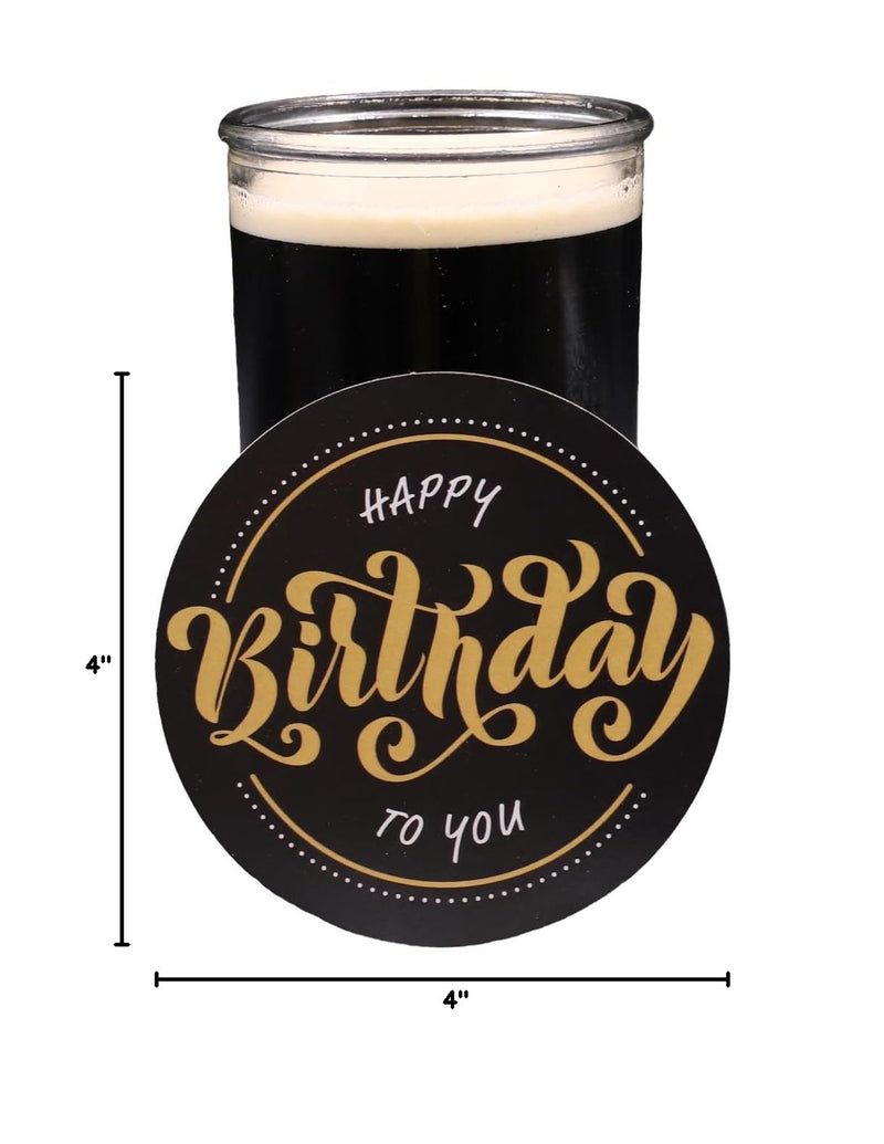 Black & Gold Happy Birthday Coasters - 25 Pack, 4 Inch, Thick Kraft Paper Bar Coasters, Perfect for Parties & Gatherings Black & Gold Happy Birthday