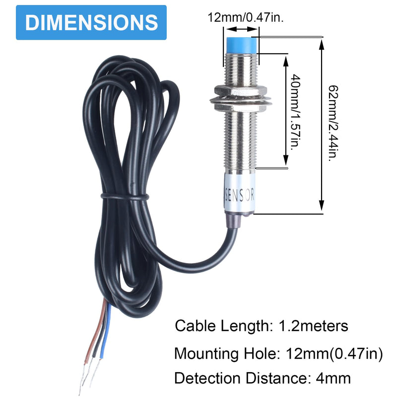 [Australia - AusPower] - 2Pcs M12 Proximity Switch Inductive Proximity Sensor Detection Switch Approach Sensor Switch PNP NO DC 6V-36V 4mm Detecting Distance JJ12A3-4-Z/BY PNP-NO 2Pcs 