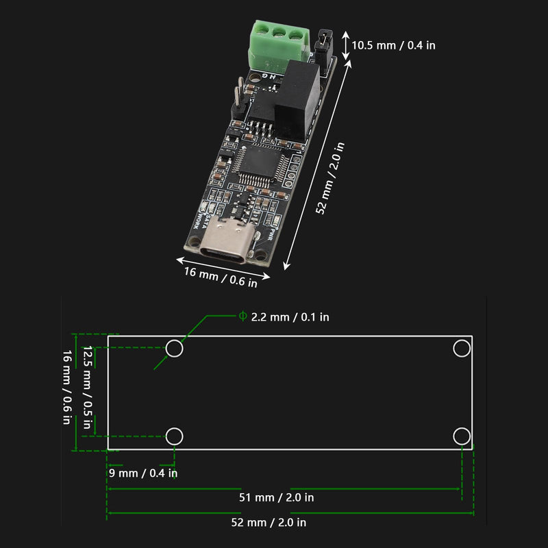 [Australia - AusPower] - CAN Analyzer Module, 170MHz USB to CAN Module Type C Power Supply Converter Adapter, CAN Bus Module Transceiver, for CAN 2.0A, CAN 2.0B, and CAN FD 