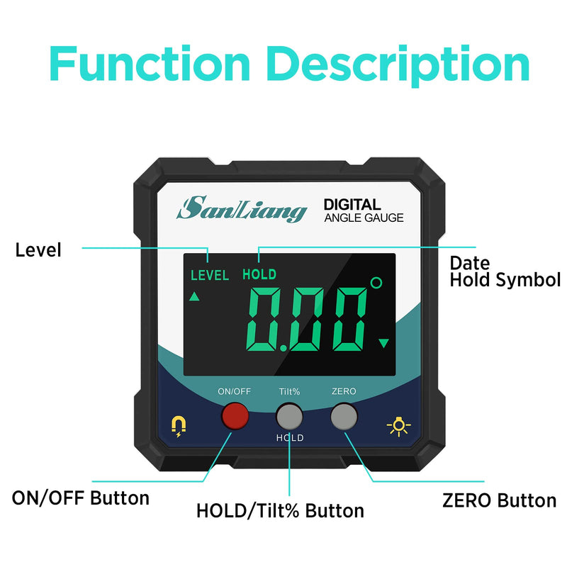 Digital Level Angle Gauge Meter Magnetic Electronic Level Angle Finder Tool Protractor Inclinometer Woodworking Tools with Magnet for Construction, Woodworking and Machinery.