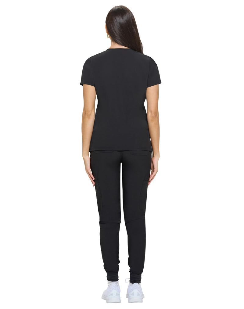 [Australia - AusPower] - Natural Uniforms Womens Essential Cool Stretch Jogger Scrub Set with Regular and Petite Sizes Black Large 