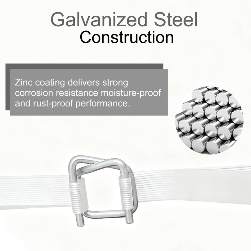 3/4" Heavy Duty Galvanized Wire Buckle for Woven Cord Strapping, 50 Pack Reusable Metal Wire Buckle for Polypropylene Strapping, Wire Buckles with Galvanized Coating with High Holding Power 50pcs