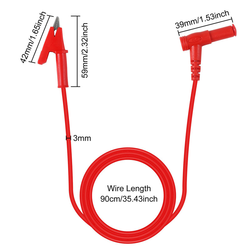 [Australia - AusPower] - 4PCS Alligator Clip Test Leads Banana Plug Right Angle to Alligator Clips Multimeter Test Leads 14 AWG Soft Test Cable Wires for Electrical Testing 3.3ft/1m 