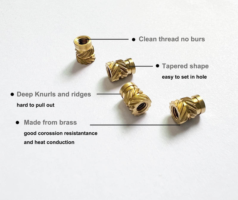 [Australia - AusPower] - Threaded Heat-Set Inserts Brass for Printed Plastic Parts M4 Short 50pcs M4S 50 