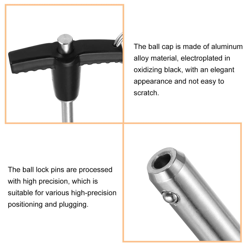 uxcell 4Pcs T Handle Lock Pins, 6mm x 70mm Usage Length Stainless Steel Push-Button Quick Release Pin 4