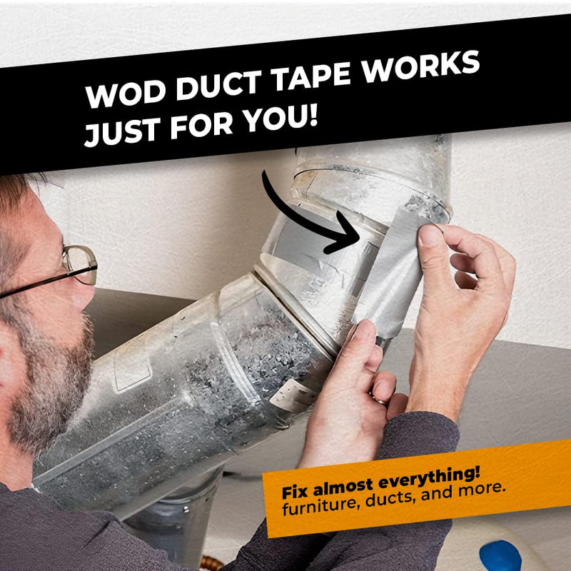 WOD DTC10 Advanced Strength Industrial Grade Yellow Duct Tape, 1/4 inch x 60 ft. Waterproof, UV Resistant For Crafts & Home Improvement