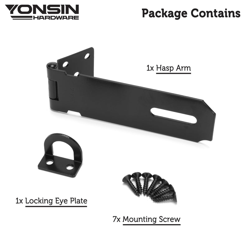 [Australia - AusPower] - 5" Door Padlock Safety Hasp Latch, Door Hasp Clasp Lock Gate Shed Hasp Latch Lock for Door Window Cabinet Pet Cage Toolbox Shed Fence, 304 Stainless Steel, Matte Black Finish, 1 Pack 5 Inch 