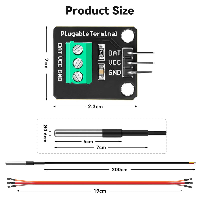 [Australia - AusPower] - 6 Pack DS18B20 Temperature Sensor High-Accuracy Stainless Steel Temperature Probe with Adapter Board and Jumper Wires for Arduino ESP32 Raspberry Pi 