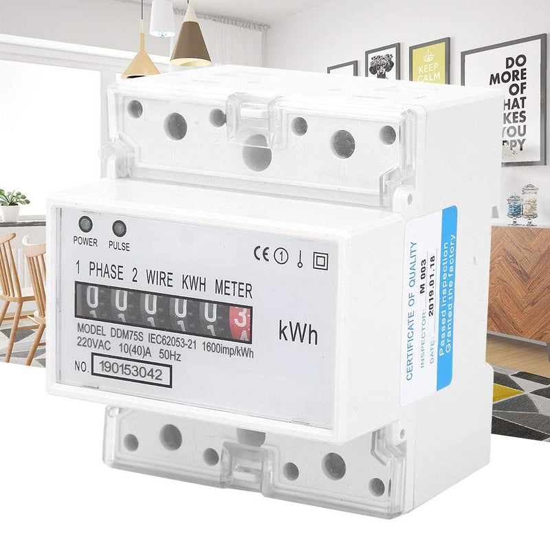 [Australia - AusPower] - Electric Meter, Mini Lightweight Single Phase 4P LED Din Rail Electricity Power Consumption Wattmeter Energy Mete DDM75S 10-40A 