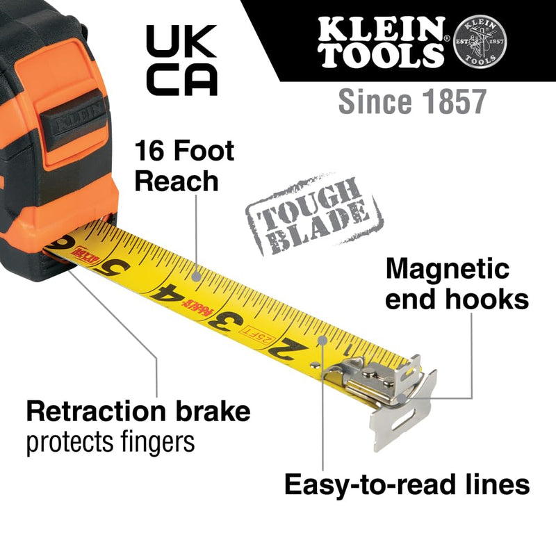 [Australia - AusPower] - Klein Tools 25-Foot Tape Measure and 13-in-1 Ratcheting Screwdriver Set with 6 Double-Ended Tips 