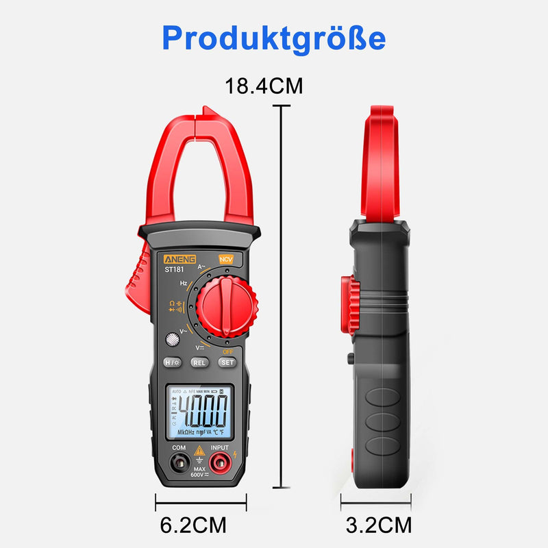 [Australia - AusPower] - Digital Current Clamp AC DC Multimeter: True-RMS 4000 Counts Ammeter with Automatic Range Selection for Measuring AC/DC Voltage Current Resistance Capacity Continuity NCV Detection 