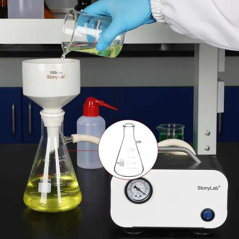 [Australia - AusPower] - StonyLab 250ml Borosilicate Glass Filtering Flask, Bolt Neck with Tubulation. 250 ml transparent 