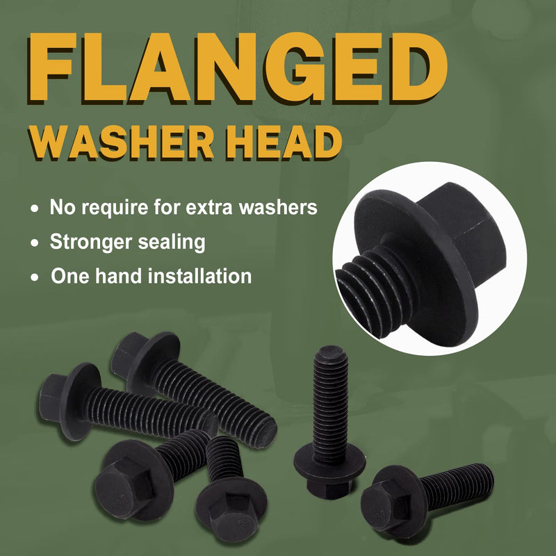 [Australia - AusPower] - LIONMAX Hex Head Bolts, M6 x 16mm Flanged Hexagon Bolts Full Threads, Black Oxide Finish, Carbon Steel, Rust-Resistance, Quantity 30 M6 x 16mm (30 PCS) 
