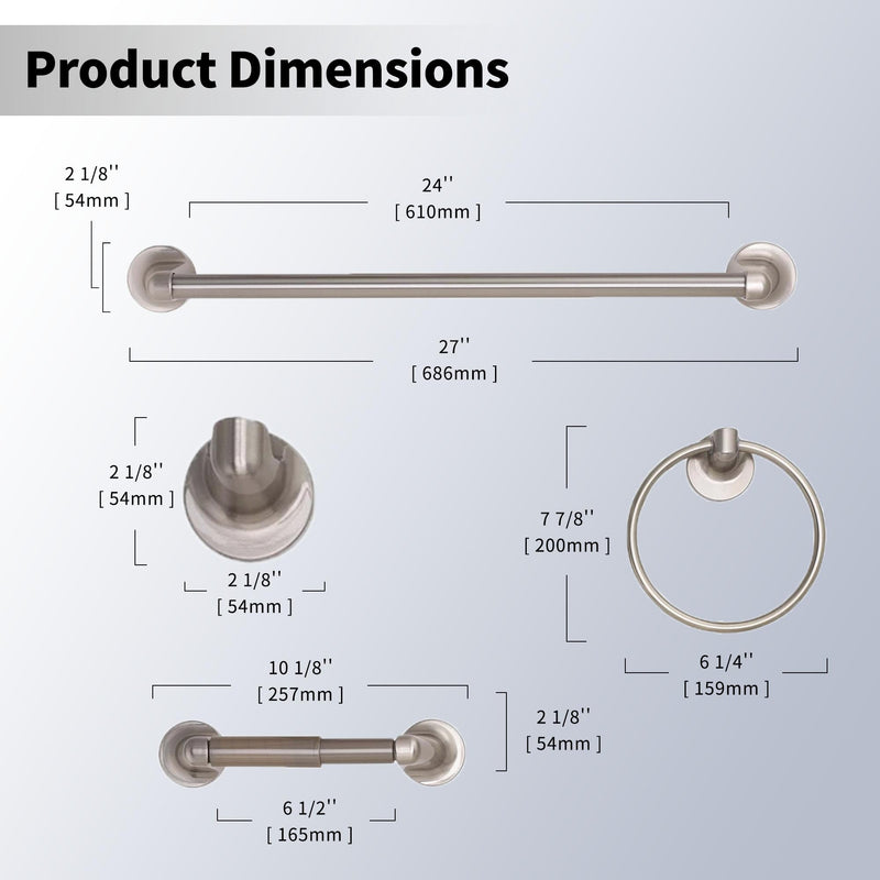 Formosa Design Hardware 4-Piece Bathroom Accessories Set (Brushed Nickel) Brushed Nickel