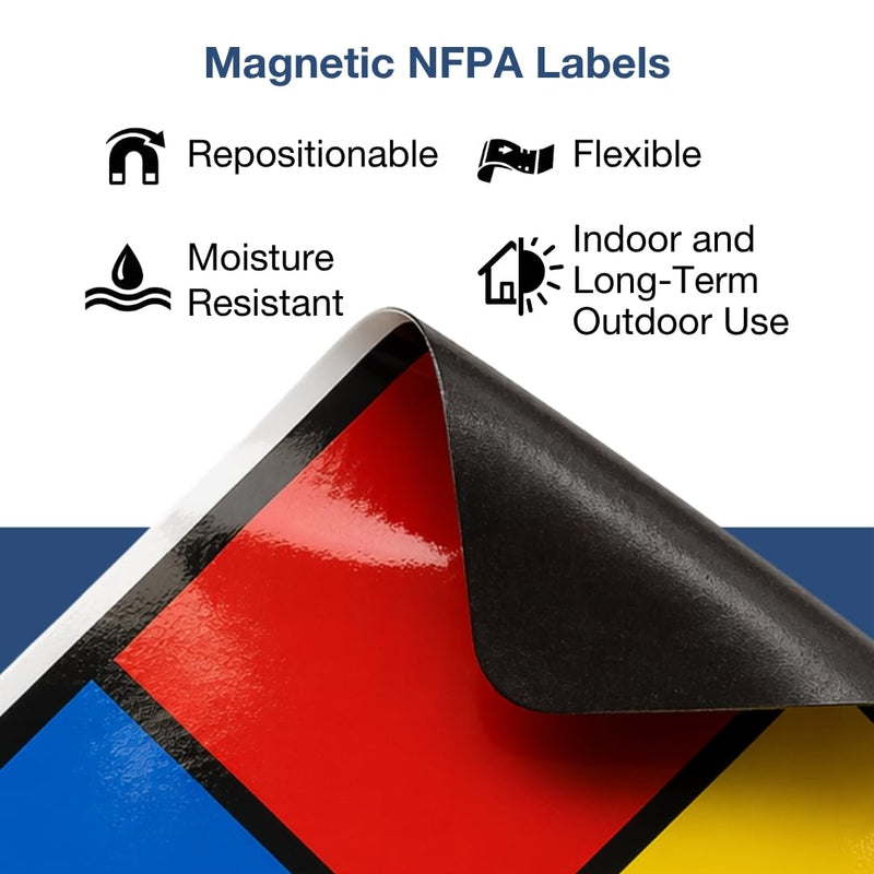 7.5 inch NFPA 704 Placard Diamond, Magnetic Vinyl NFPA Magnet Label 1-2-1-0 for Health, Fire, Reactivity Hazard Identification, Made in the USA by ComplianceSigns 7.5" Diamond