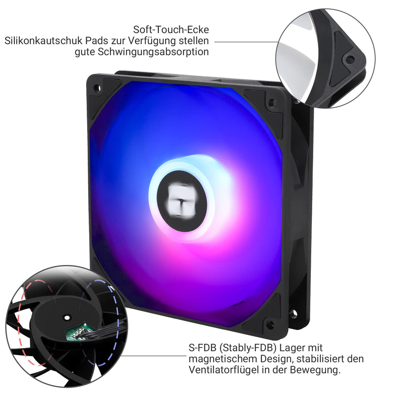 [Australia - AusPower] - Thermalright TL-C12C-S CPU Fan 120 mm ARGB Case Cooler Fan, 4-Pin PWM Quiet Computer Fan with S-FDB Bearings Included, Up to 1550RPM 