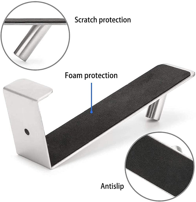 [Australia - AusPower] - Over The Door Hooks,(4 Pack) Wide 1-3/4"(1.75 inch)Fit Thick Door, Extended to 7“ Door Hanger Heavy Duty Stainless Steel Brushed Nickel ,Hold Up to 50Lbs, Single Door Hook for Office,Bedroom(Silver) 1 3/4 inch 