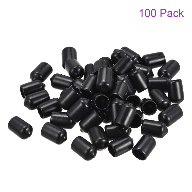 [Australia - AusPower] - DMiotech 100 Pack 3/8" ID Black Screw Thread Protectors Rubber End Caps Bolt Covers for Screw Bolt Furniture Pipe 3/8" 