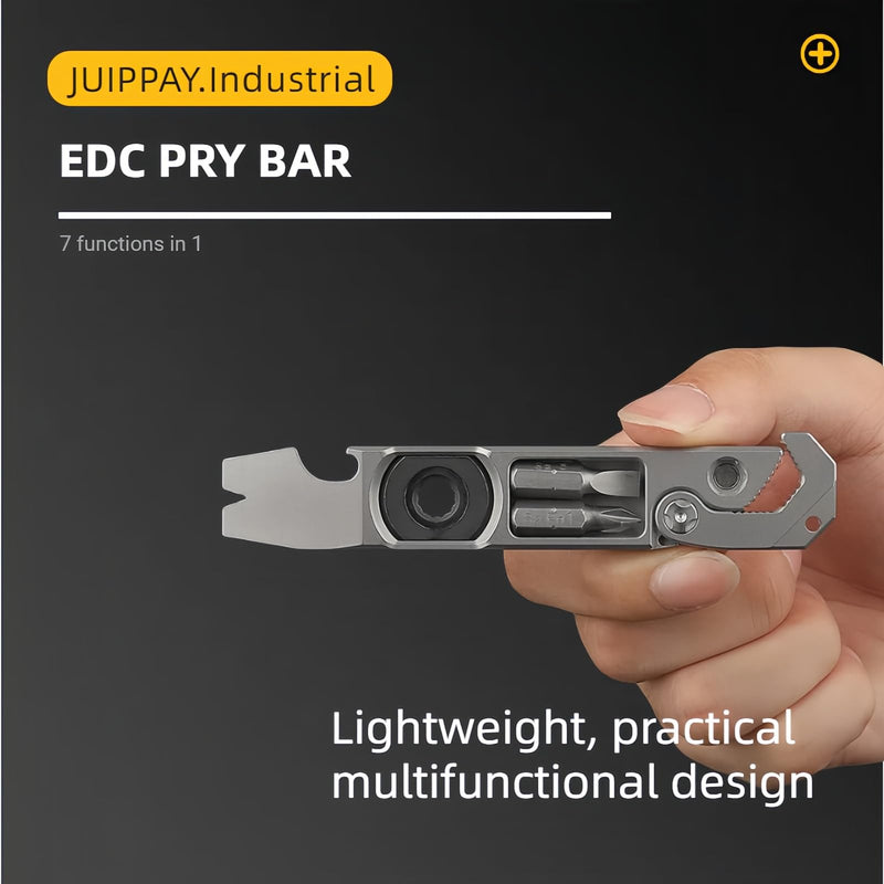 Titanium EDC pry bar, multifunctional tool, a collection of wrenches, pry bars, screwdrivers, nail drivers, bottle openers and other functions in a practical tool 02 Grey-l