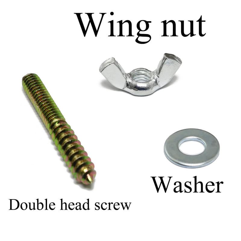 [Australia - AusPower] - Hanger Bolts 1/4-20 x 2" Double Head Dowel Screw with Wing Nuts for Wood Furniture 