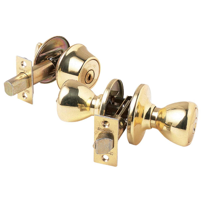 Kwikset 690 Tylo Entry Knob and Single Cylinder Deadbolt Combo 6-Pack, Polished Brass 1