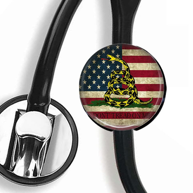 [Australia - AusPower] - CHNLML Stethoscope Name Tag Nurse Doctor Stethoscope ID Tag Customized Steth ID Tag (Don't Tread On Me American Us Flag Retro) Don't Tread On Me American Us Flag Retro 