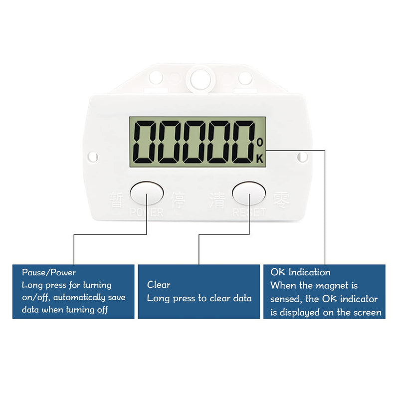 [Australia - AusPower] - 0-99999 Counter, Punch Digital Electronic Counter LCD Mesh Counter with Magnetic Induction Switch, for Industrial Punching Machine, Machine Tools and Assembly Lines 