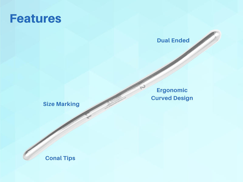 [Australia - AusPower] - 8 Hegar Dilator Sounds Set, 7.5 Inch Double Ended, Stainless Steel, Temperature Control, Autoclavable, Compact Storage Case, Sizes 1mm to 16mm 