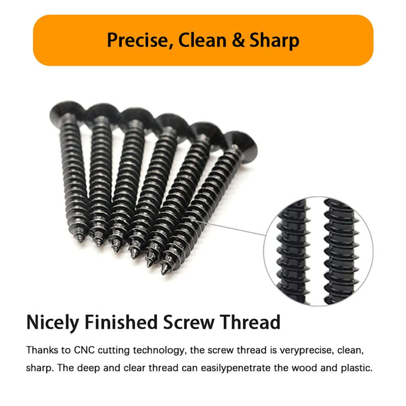 [Australia - AusPower] - M4 Flat Head Self Tapping Wood Screws Assortment Fasteners Kit 360Pcs,Phillips Drive Countersunk Head Self-Tapping Screws,Carbon Steel M4 carbon steel-flat head 360 