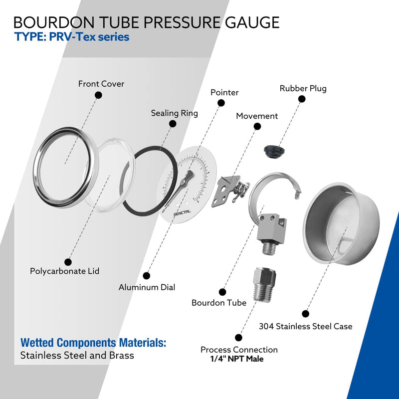 [Australia - AusPower] - 30inHg Vacuum Pressure Gauge, 2" Dial, 1/4 NPT Lower Mount, Waterproof, Stainless Steel Case, for Tube Tester, HVAC, Pneumatic Air Compressor, Hand Pump, Valve Test -30inHg-0 