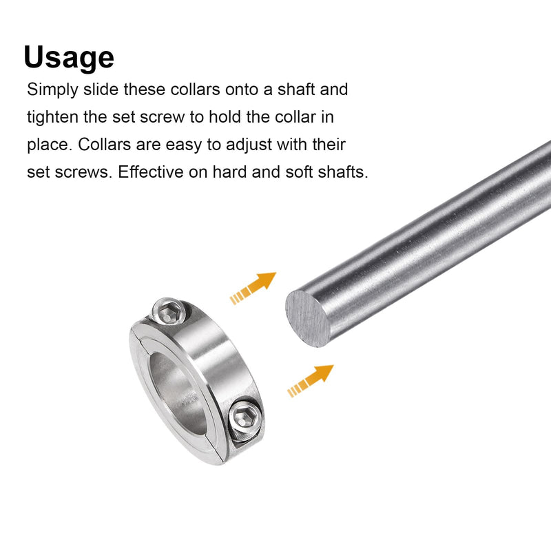 [Australia - AusPower] - uxcell 2pcs Double Split Clamp-On Shaft Collar for 1" Shaft, Two-Piece Clamping Collar, 1-3/4" OD, 1/2" Width, 304 Stainless Steel Axle Collar Clamp, Set Screw Style 