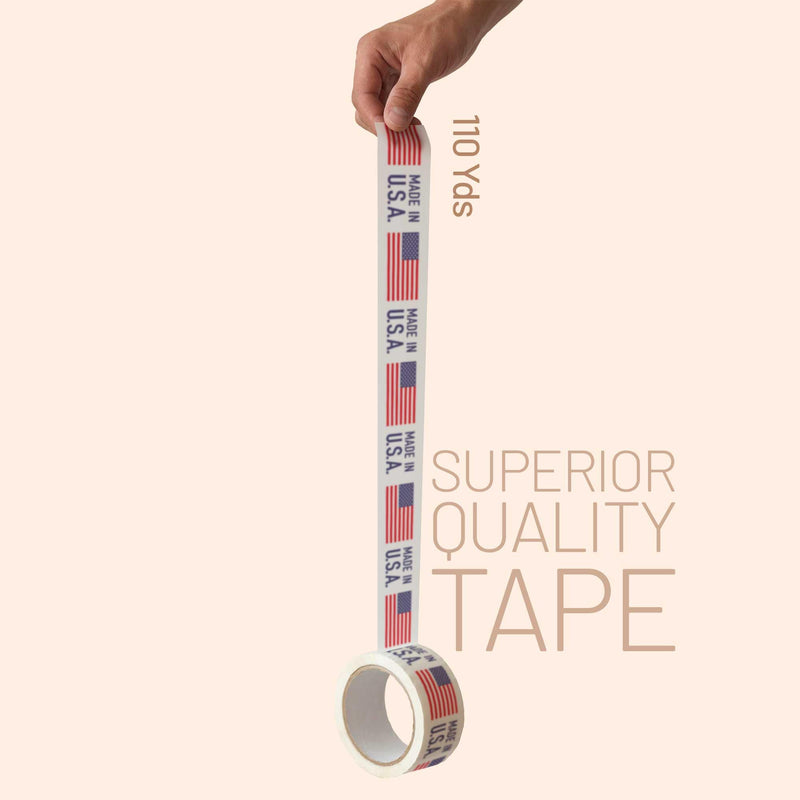 Warning Label Tape for Shipping, Caution Packaging Tape Roll for Parcel, Package, Cardboard, Boxes, HotMelt Sealing Packing Printing Tape 2" x 110 Yard (per roll) (Made in USA)