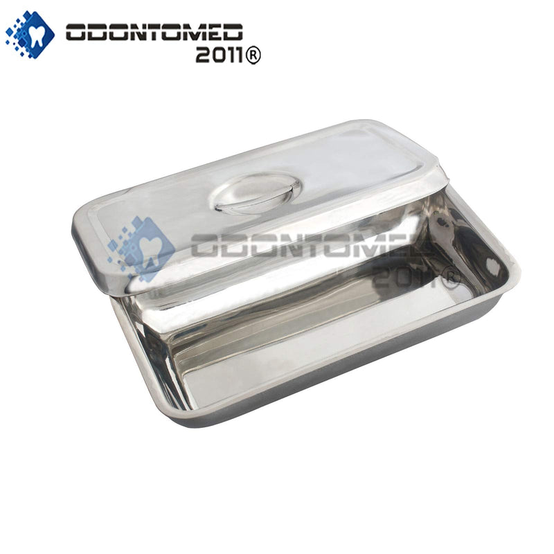 [Australia - AusPower] - OdontoMed2011 Dental Tray Lab Instrument 8"X4"X2" Dental Tool Organizer Holder with Lid and Handle Stainless Steel Holloware Box Dn-2227 