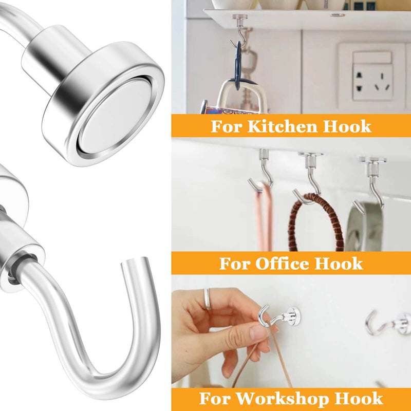 [Australia - AusPower] - 18Pcs Magnetic Hooks, 25lbs Strong Magnetic Hooks Heavy Duty, Key Holder Neodymium Magnet Hooks, Wall Magnetic Hooks for Hanging Refrigerator Kitchen Door Cruise Garage Ceiling Tool Storage E16mm_18p 