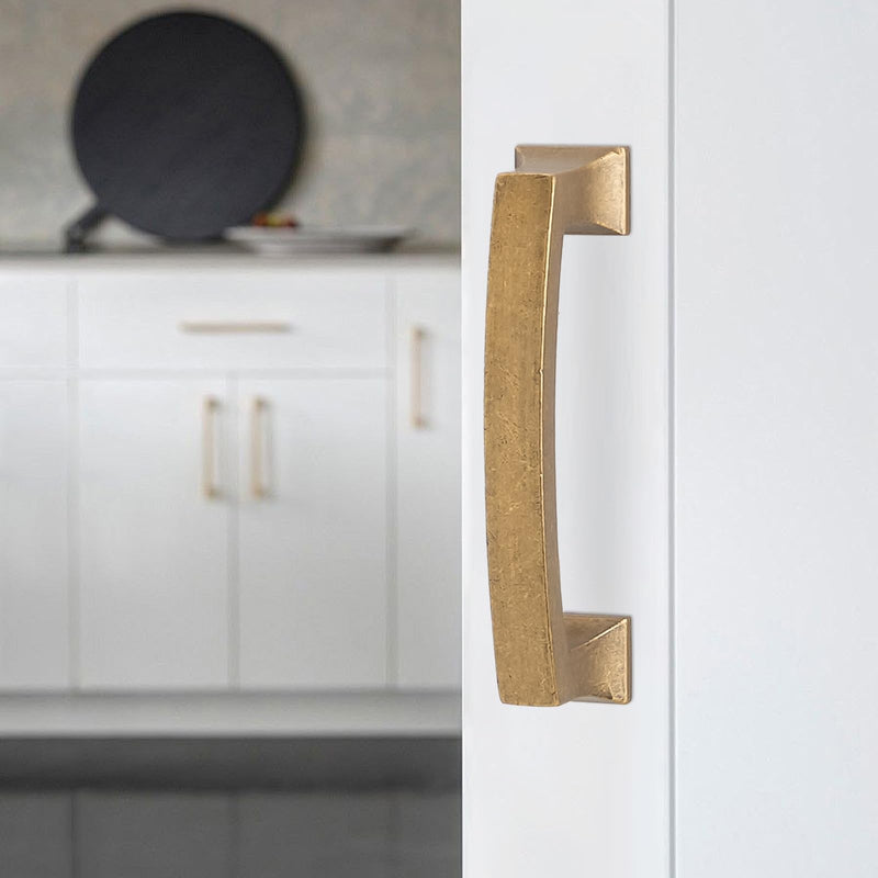 10 Pack 3 Inch(76mm) Antique Brass Cabinet Pulls Vintage Drawer Pulls Aged Gold Bronze Kitchen Hardware Solid Kitchen Handles 3'' Hole Center(76mm) 10