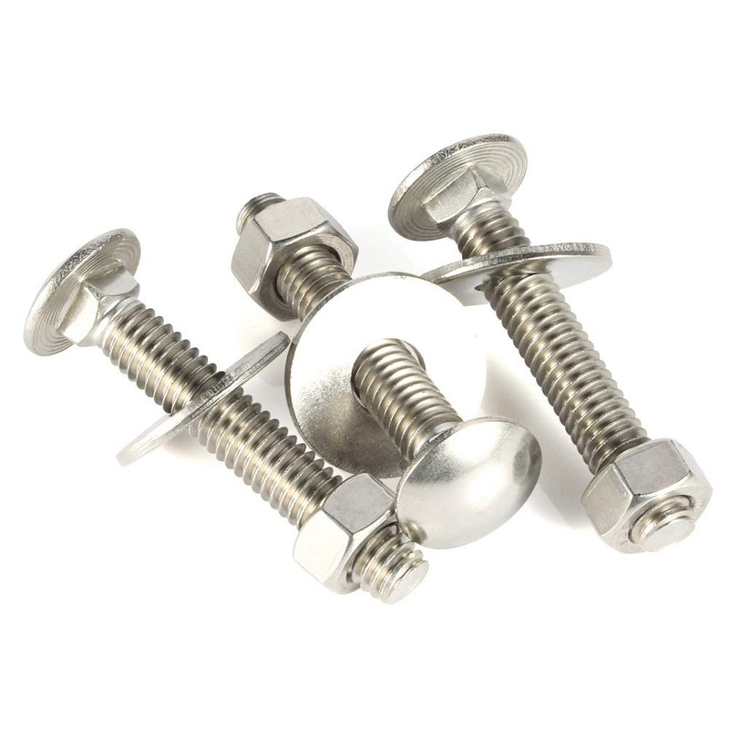 [Australia - AusPower] - 3/8-16 x 1" Carriage Bolts and Nuts Kit, Round Head Square Neck Screws, Stainless Steel 18-8 (304), 10 Sets 3/8-16 x 1" 