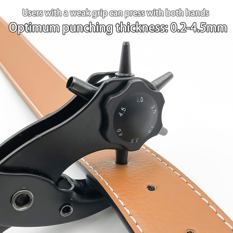 [Australia - AusPower] - Leather Hole Punch,Belt Hole Puncher for Leather, Revolving Punch Plier Kit,Leather Punch Plier for Leather, Belts, Watches, Handbags, Leather Punch Tool for Belts Diameter : 4.5/4 /3.5/3/2.5/2mm. 17oz 