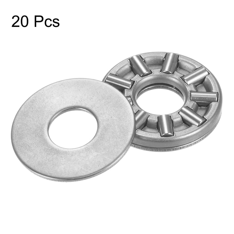 [Australia - AusPower] - uxcell TC411 Thrust Needle Roller Bearings with Washers 1/4" Bore 11/16" OD 5/64" Thickness 20pcs 1/4" x 11/16" x 5/64" 20 