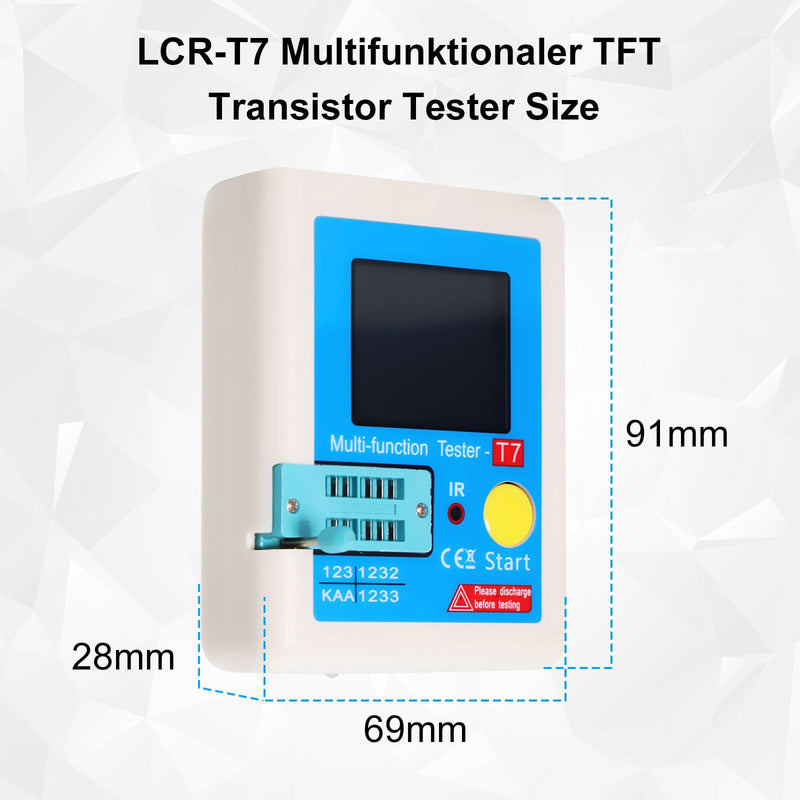 LCR-T7 Transistor Tester AYWHP Multifunctional TFT Transistor Tester with Full Color Graphic Display Rechargeable Multifunction ESR LCR Transistor Meter for Diodes Triodes Capacitor Resistance