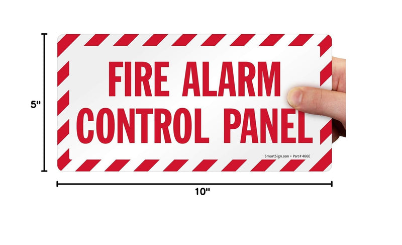 SmartSign - LB-1533-EU-05x10 "Fire Alarm Control Panel" Label | 5" x 10" Laminated Vinyl Red on White