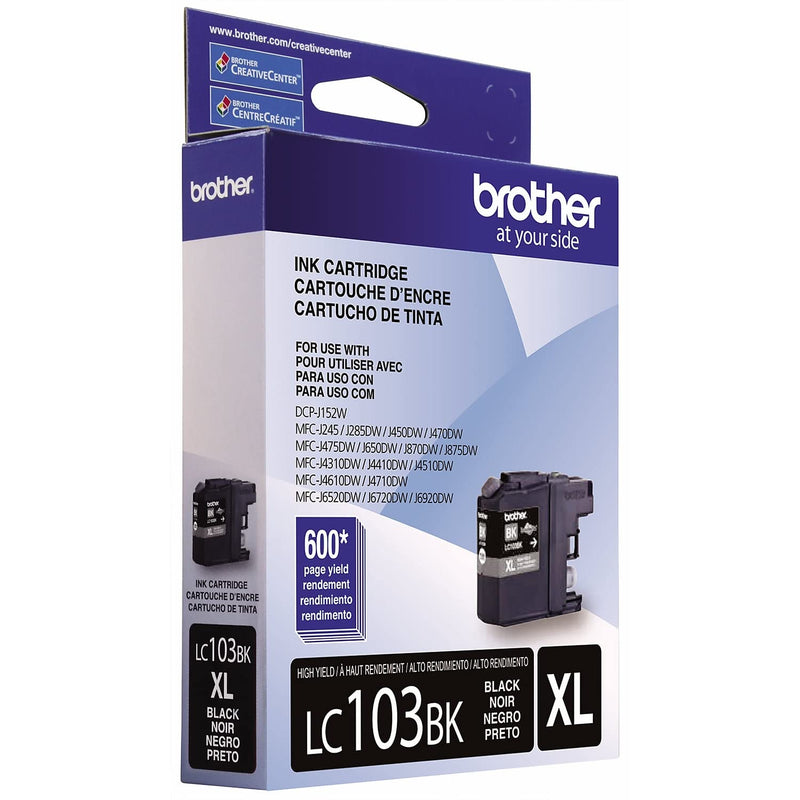 [Australia - AusPower] - Brother Genuine High Yield Black Ink Cartridge, LC103BK, Replacement Black Ink, Page Yield Up to 600 Pages, Amazon Dash Replenishment Cartridge, LC103, 1 OEM Cartridge 1 Count (Pack of 1) 