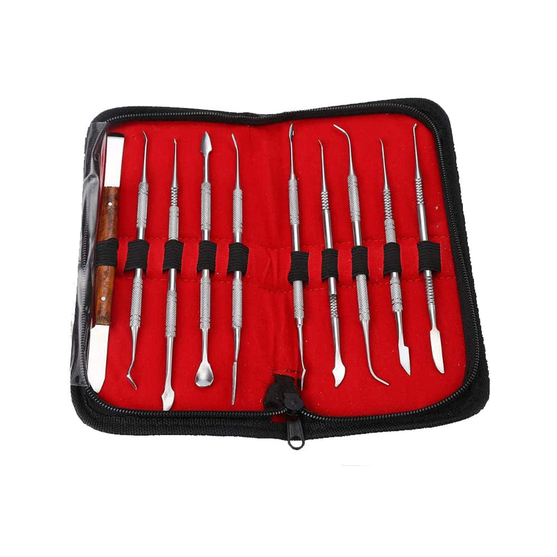 [Australia - AusPower] - Angzhili Stainless Steel Dental Wax Carver Tools,10 Pcs Plaster Carving Knife,Wax Carving Kit for Wax Shaping,Dental Lab Tool,Dentist Sculpture Instruments Kit with Case 