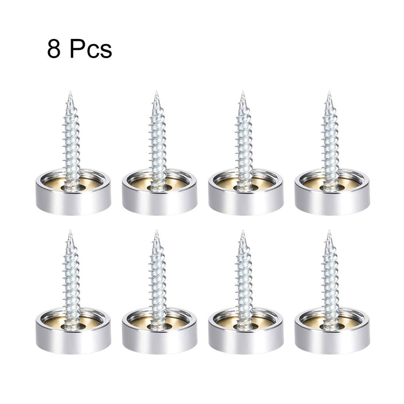 [Australia - AusPower] - uxcell Mirror Screws Decorative Cap Cover Nails Polished Stainless Steel 16mm 8pcs Silvery 