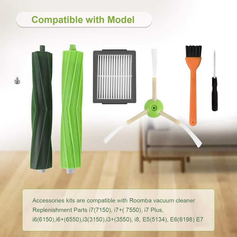 [Australia - AusPower] - 19 Pack Replacement Parts Compatible for Roomba j7 j7+/Plus E5 E6 E7 i7 i7+ i3 i3+ i4 i4+ i6 i6+ i8 Vacuum Cleaner, Replenishment Kit 2 Set Roller Brushes,8 Filters,8 Side Brushes White Side Brushes 