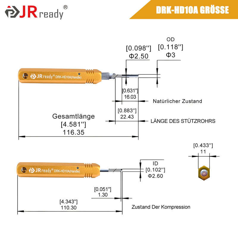 JRready DRK-HD10A Contact Removal Tool For Removing Harting HAN D/Han DD Series From 10A 16A Cold-Crimping Pins TE/WAIN Series 10A Terminals For Heavy Connector De-Pin Tool From Terminals DRK-HD10A-EU
